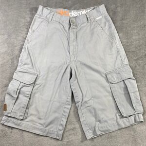 Akademiks Mens Grey Cargo Shorts Size 32 Cotton‎ Utility Casual Flat Front